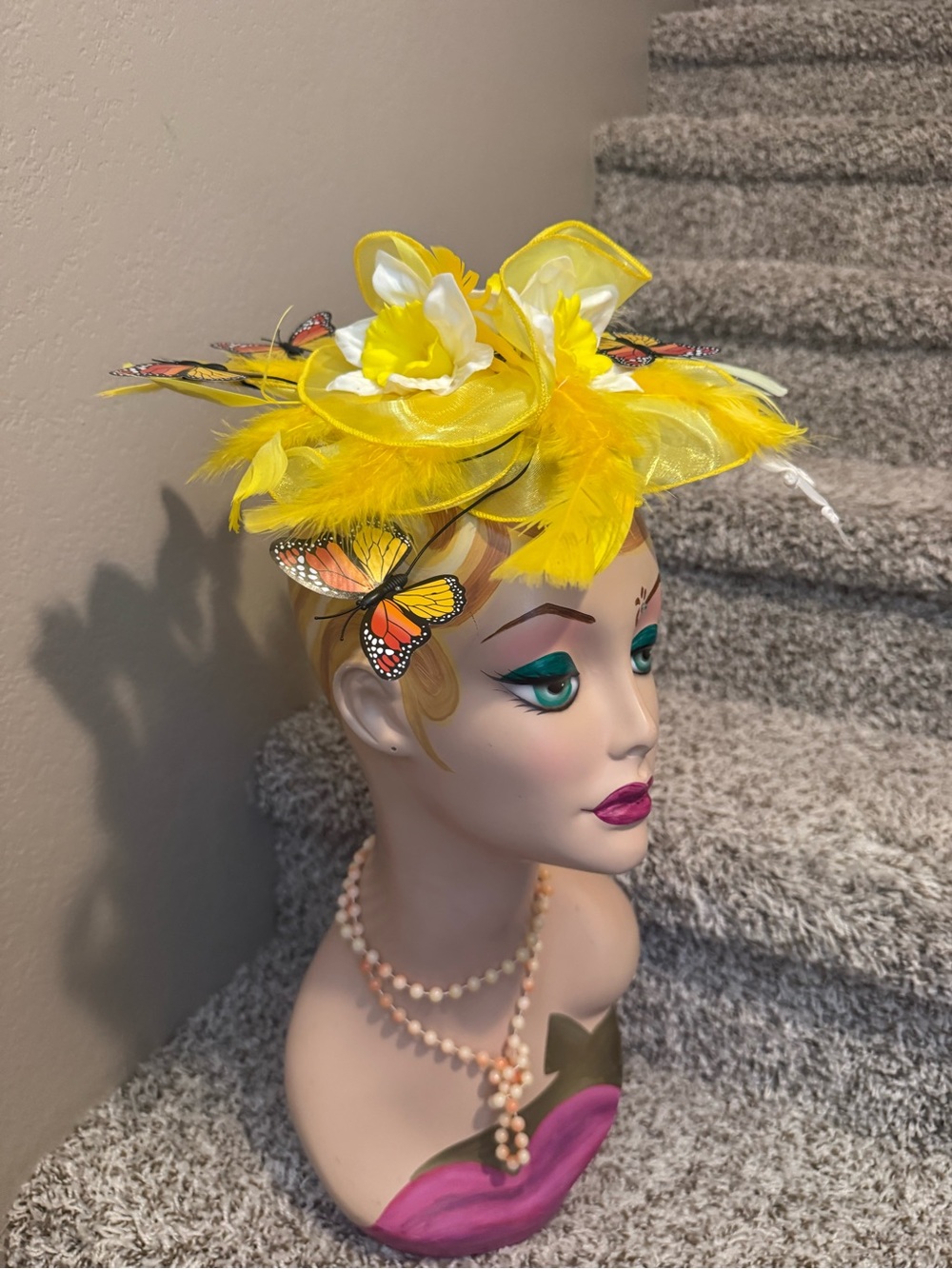 Yellow Butterfly Feather Fascinator Hat